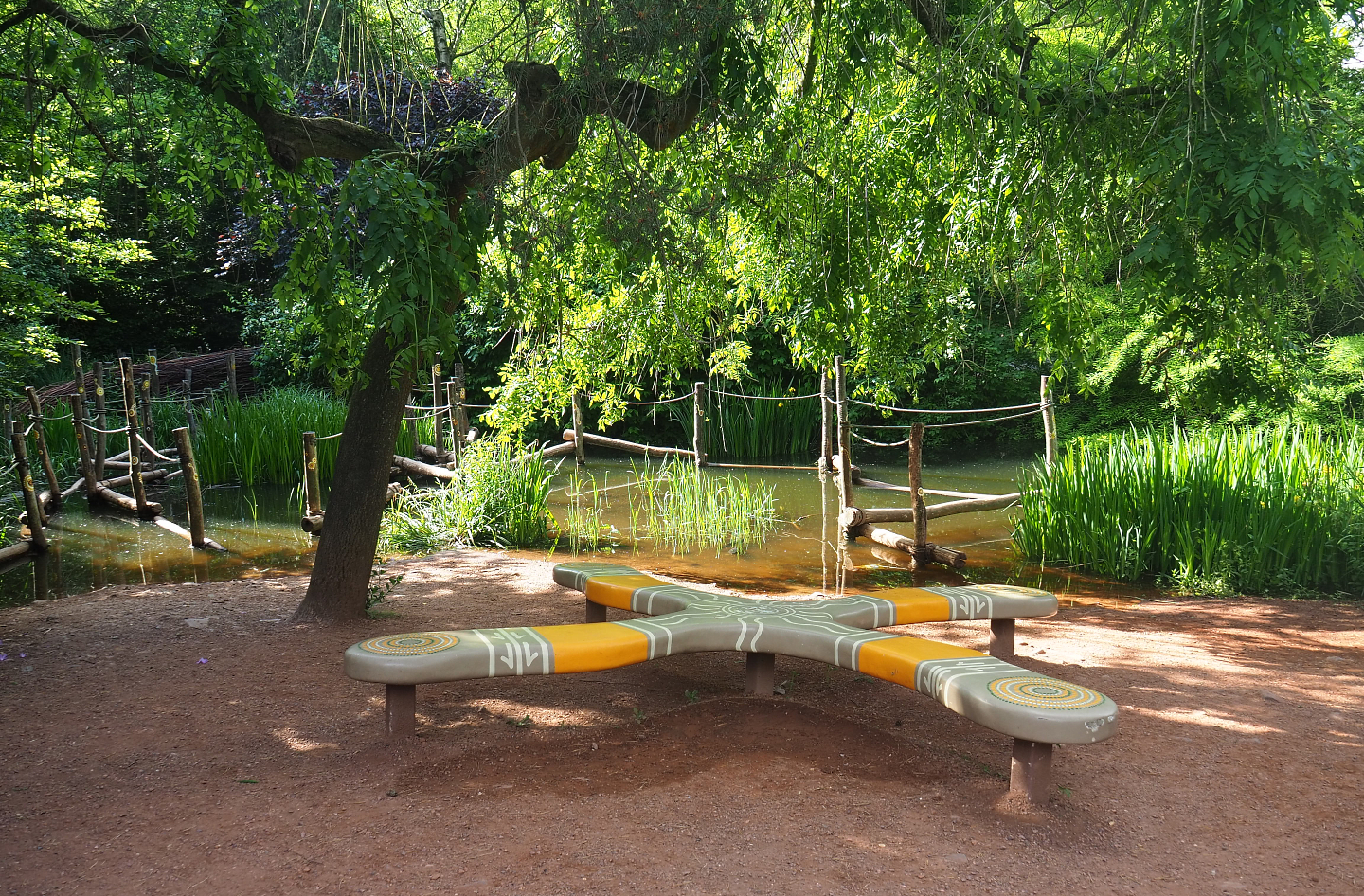 Boomerang bench and adventure routes above water, 2022-05-28