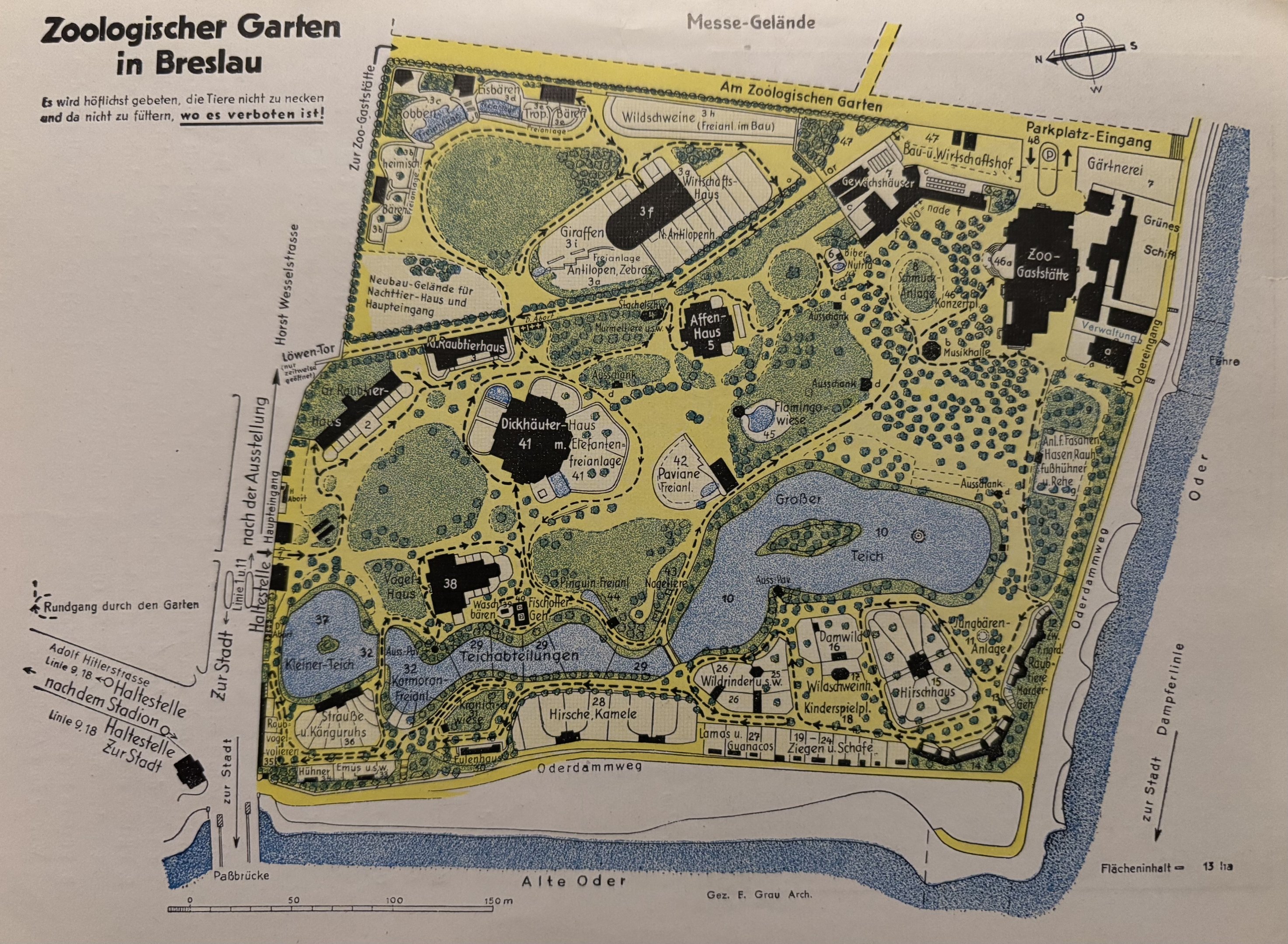 Breslau Zoo Map - 1940