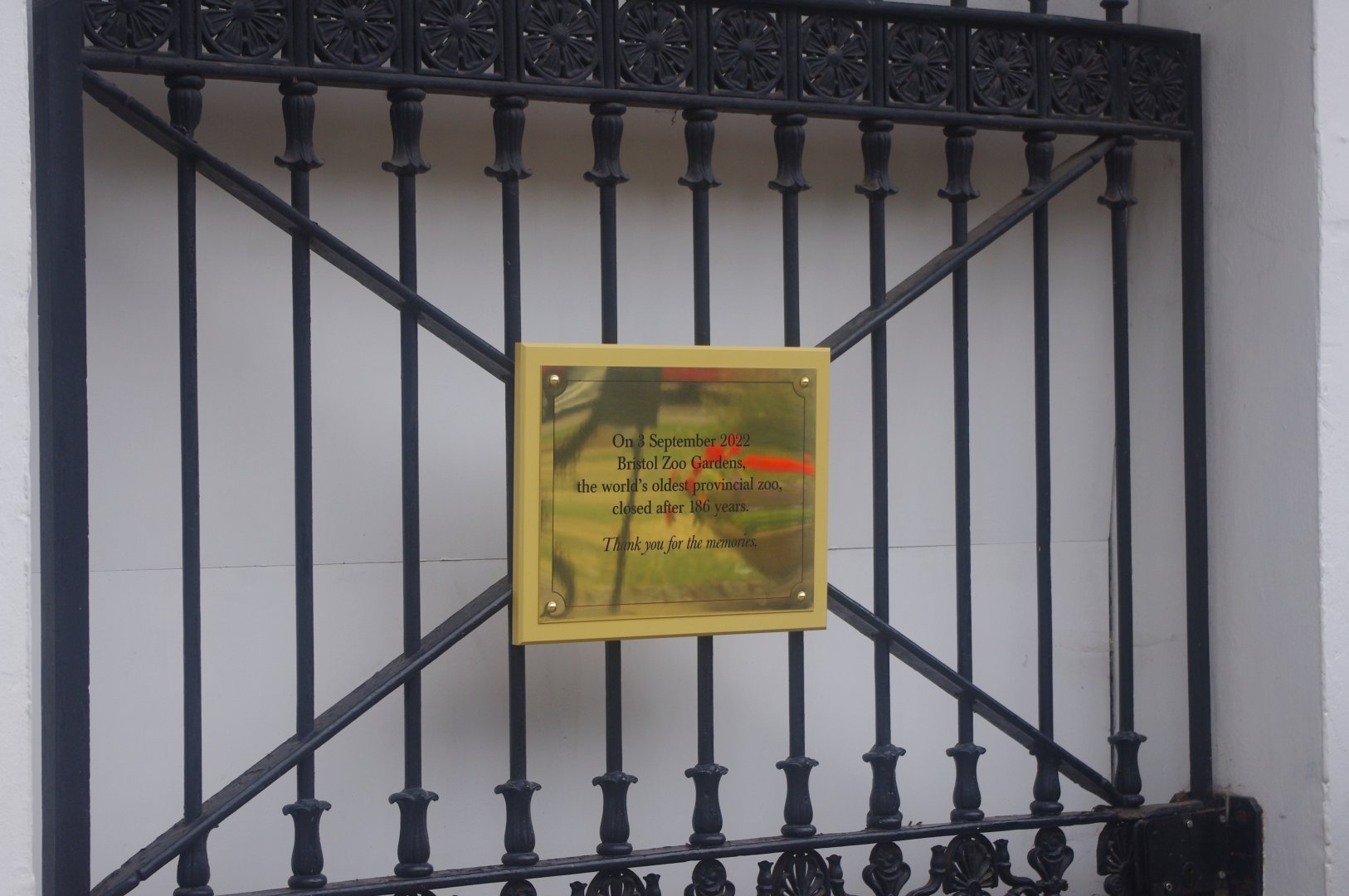 Bristol Zoo Gardens commemorative plaque- 3/9/2022