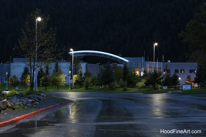 Building exterior at dusk