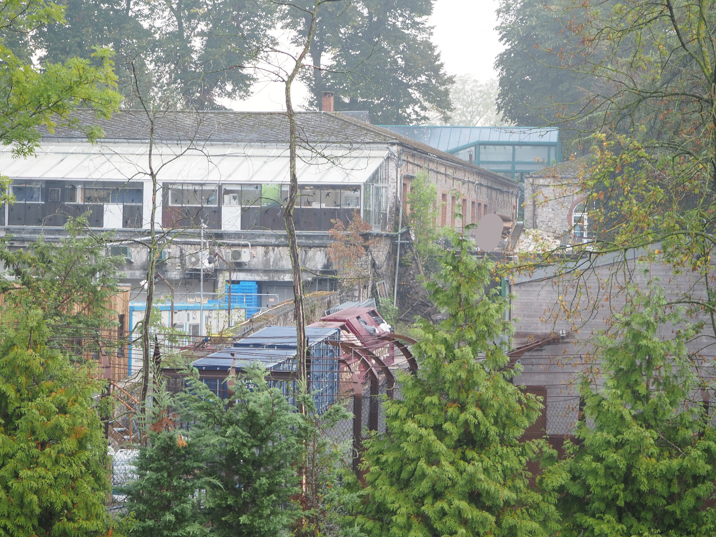 Buildings surrounding the farm area, seen from The Last Frontier, 2022-09-15