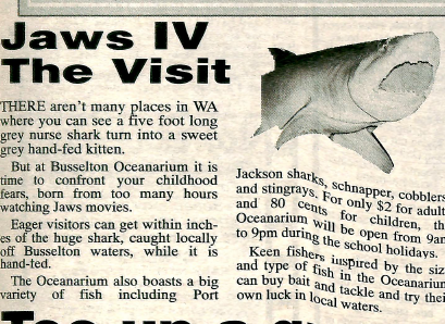 Busselton Jaycees Oceanarium  opened 1970 - February 1997