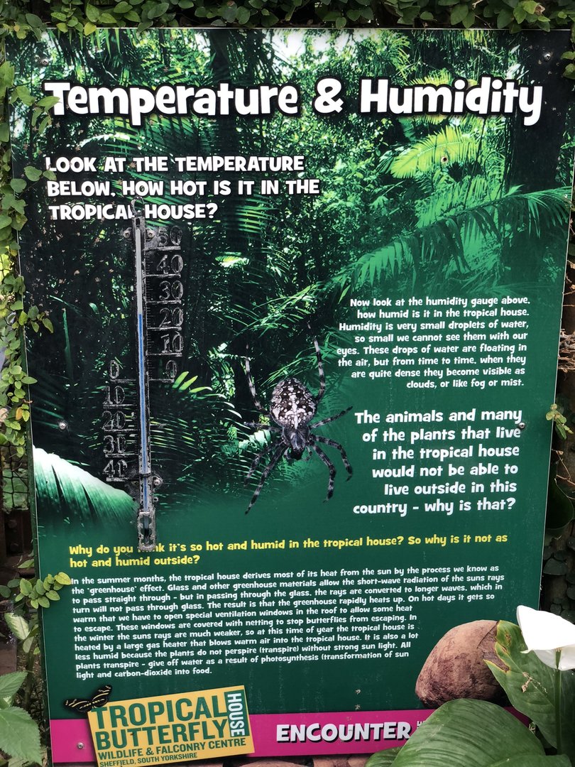 Butterfly House Signage (Temperature & Humidity) at Tropical Butterfly House (March 2023)