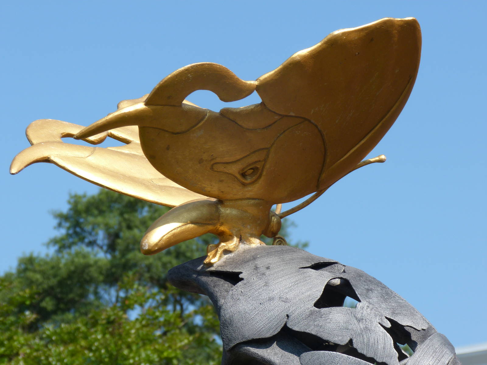 Butterfly on Elephant Sculpture