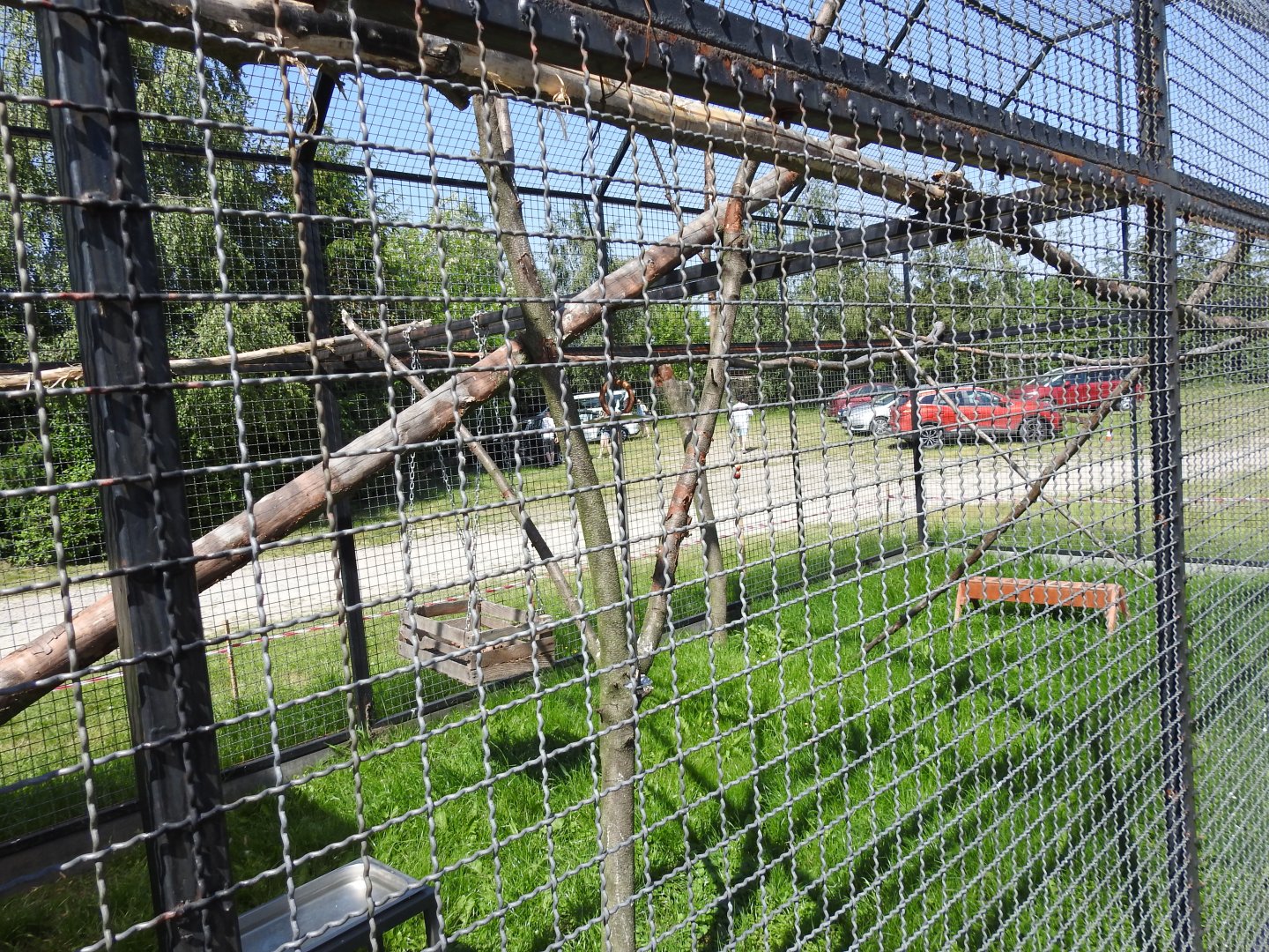 cage with Macaws by the entrance