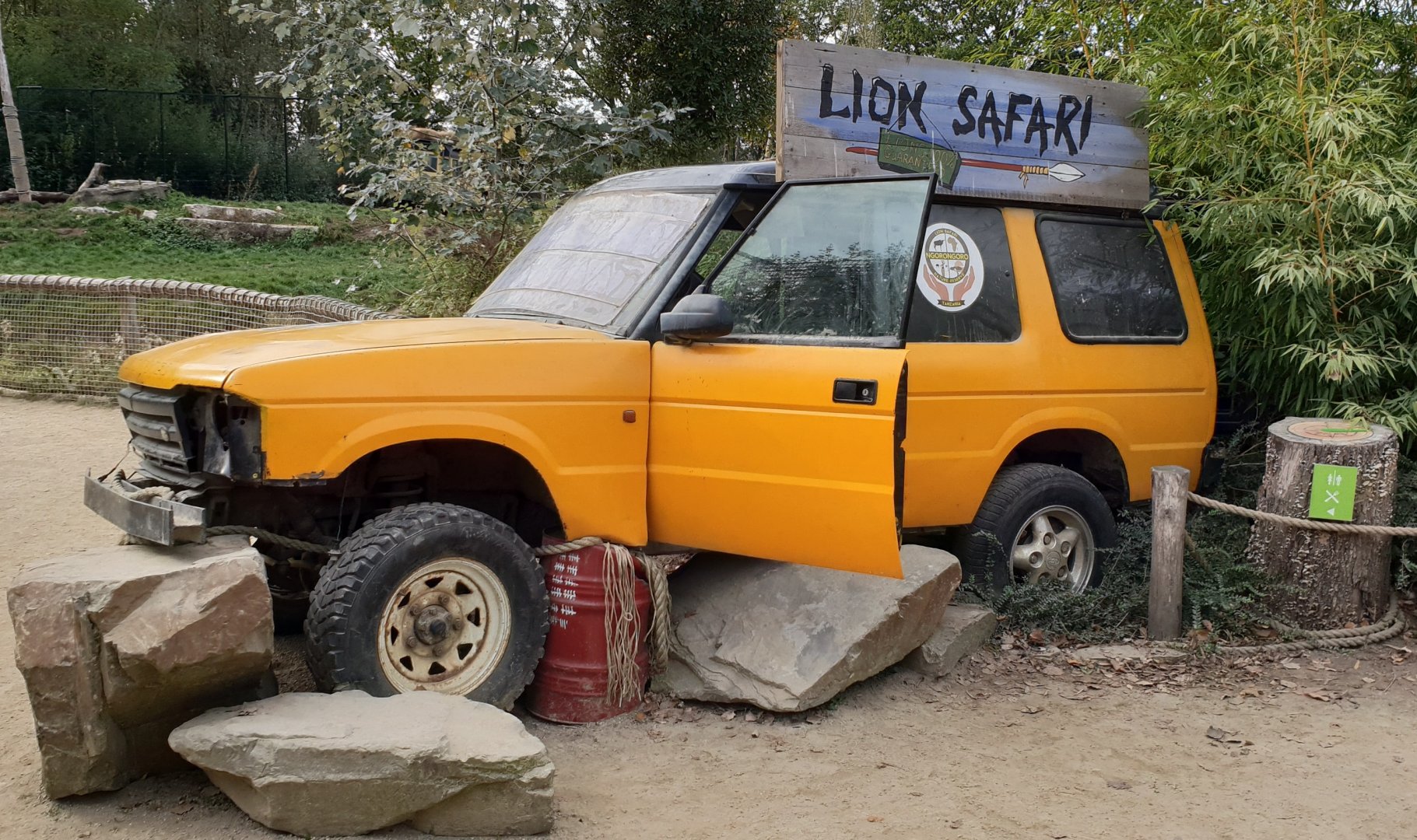 Car near Lion-enclosure