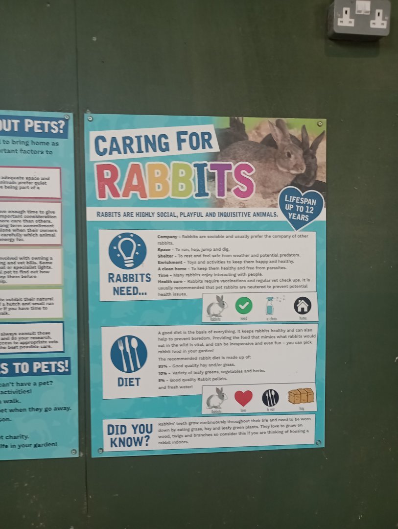 Caring for rabbits sign