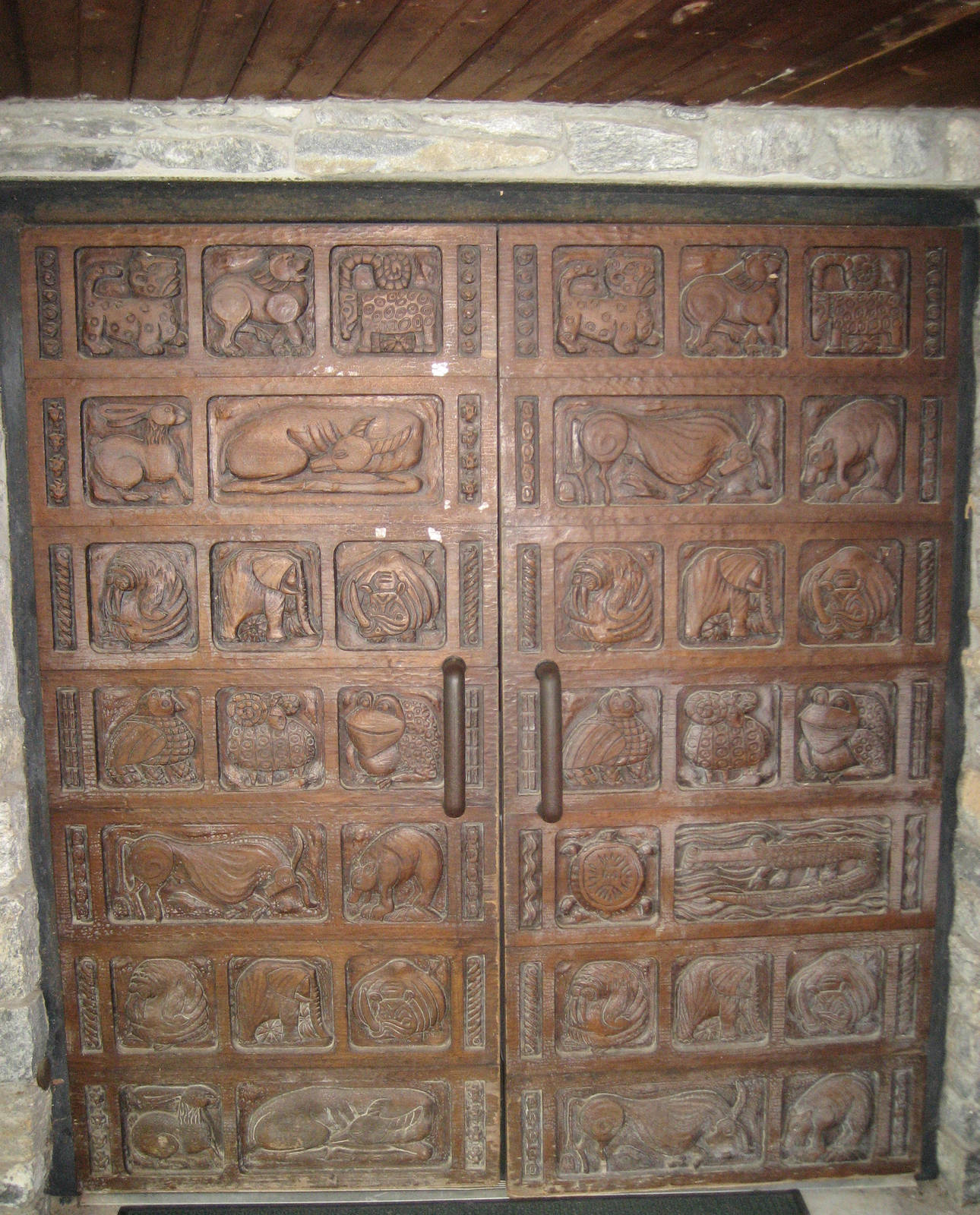 carved entrance doors