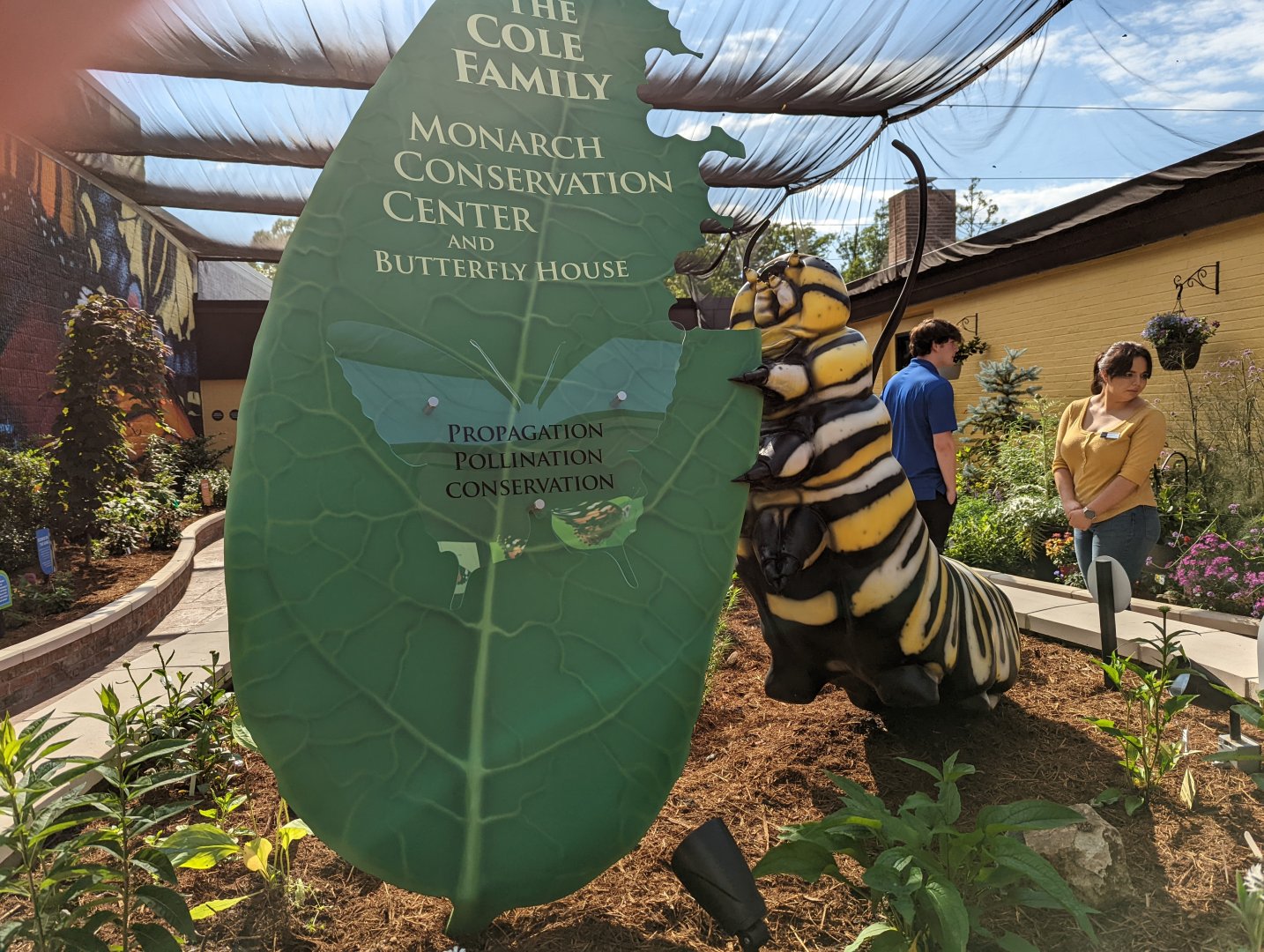Caterpillar sculpture in new butterfly house