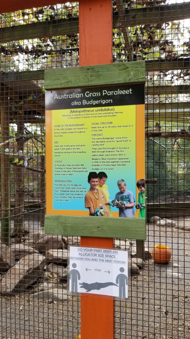 Catoctin Wildlife Preserve - "African Grass Parakeet" sign