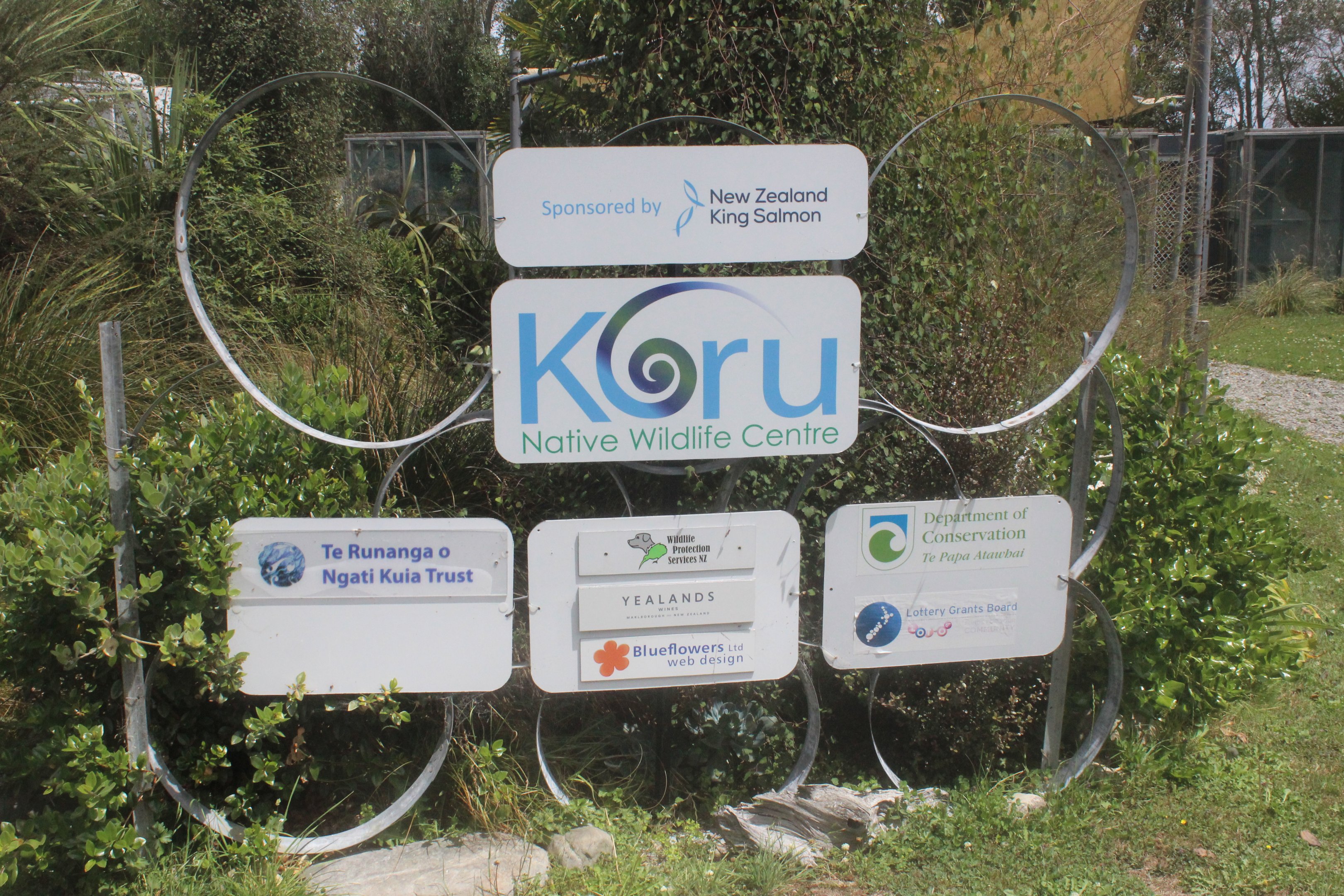 Centre signage, Koru Native Wildlife Centre