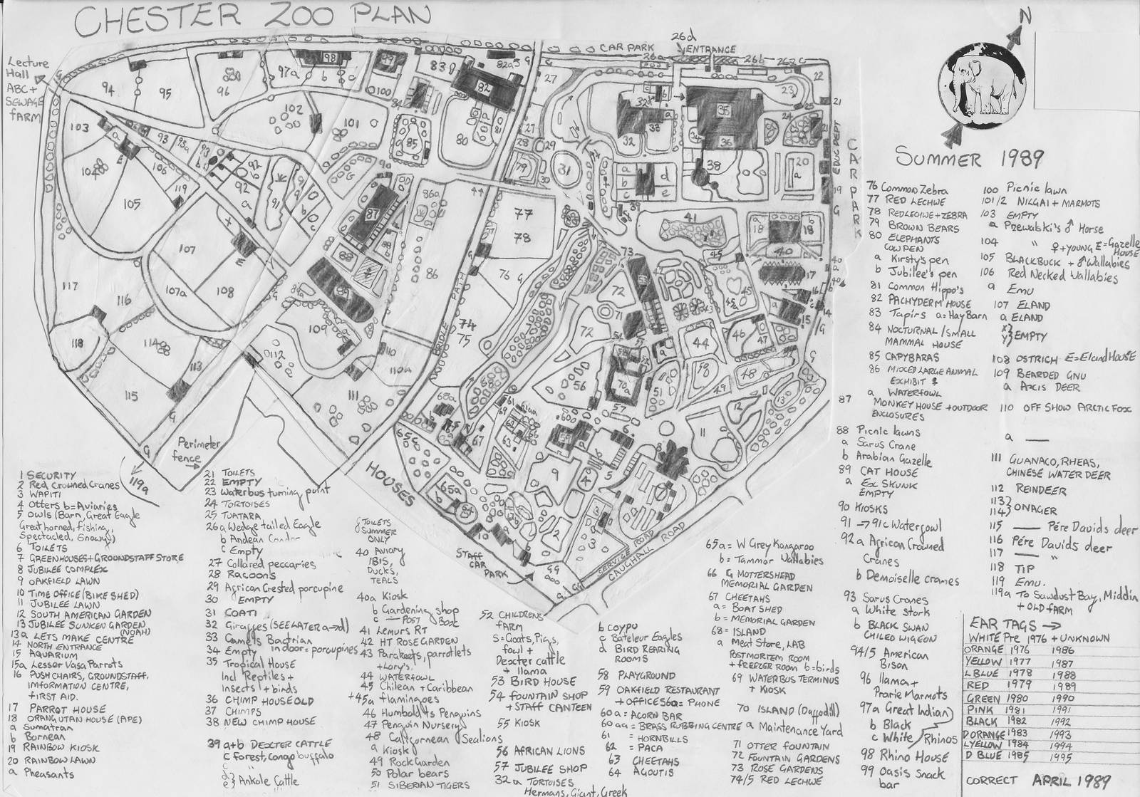Chester Zoo Map April 1989