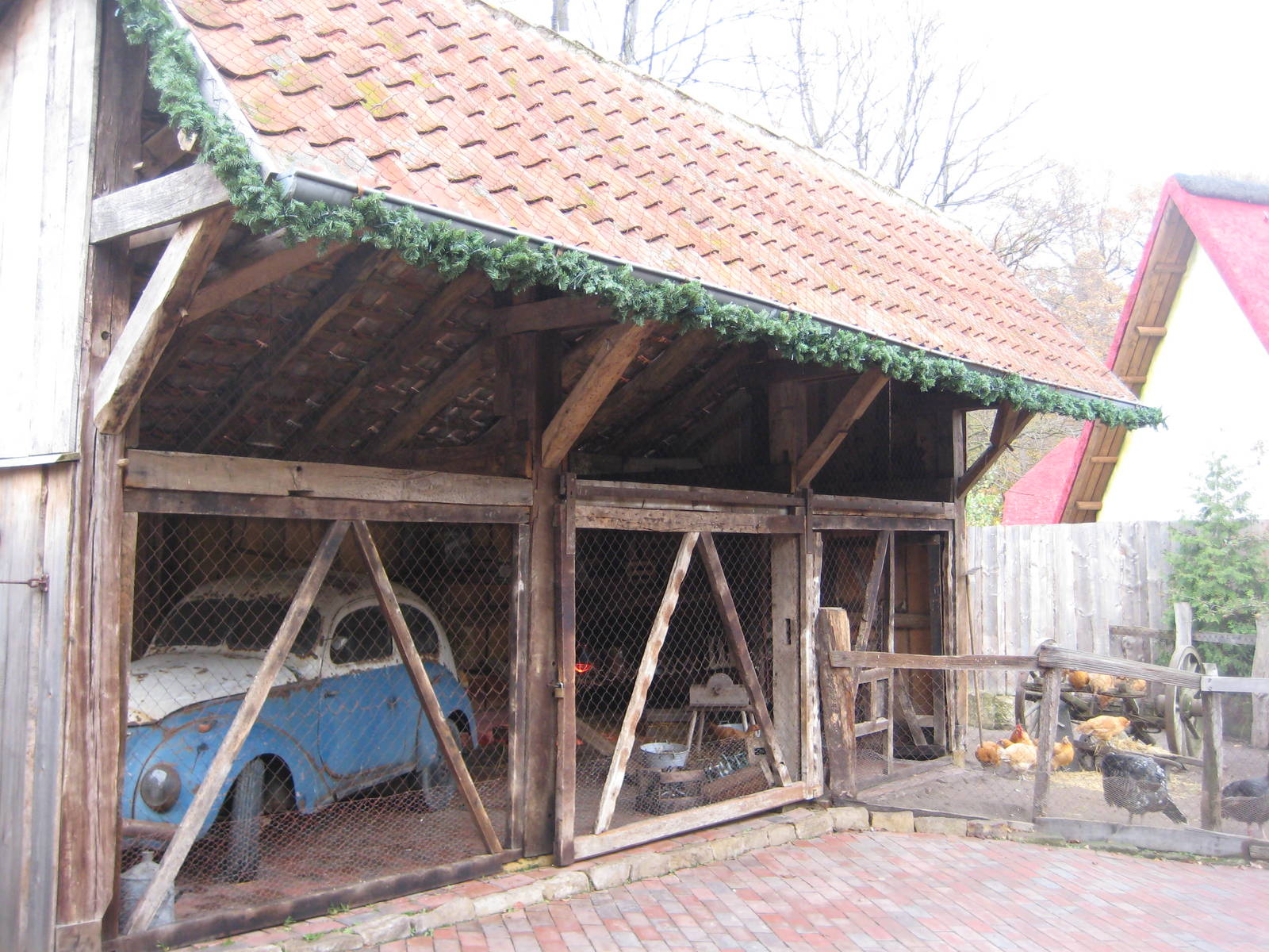 Chicken exhibit with stall..