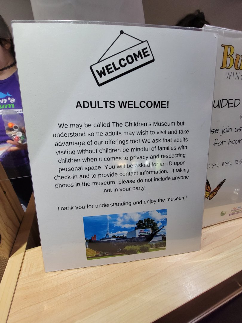 Children's Museum CT - Adults welcome sign