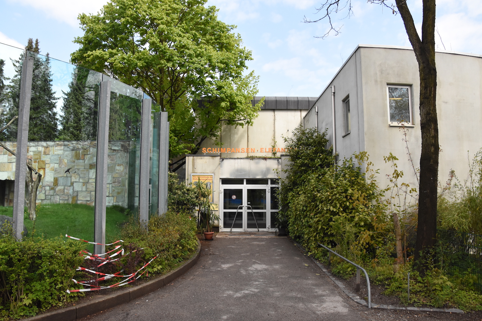 Chimpanzee and elephant house