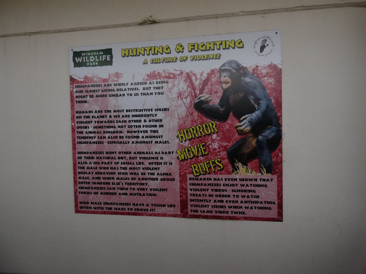 Chimpanzee educational signage