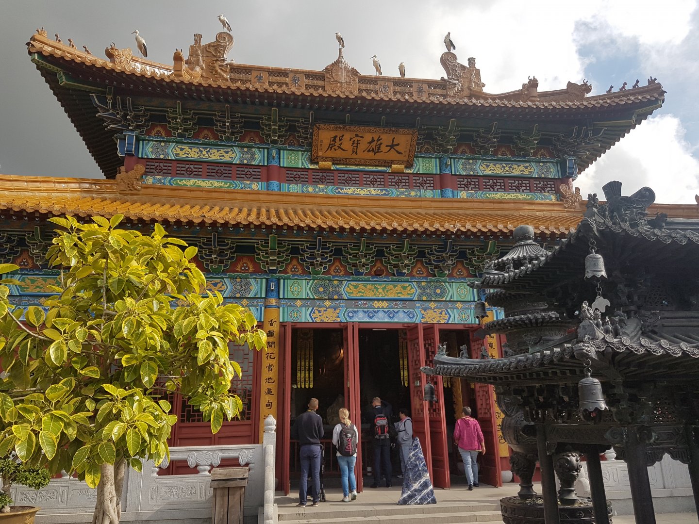 Chinese temple - with storks