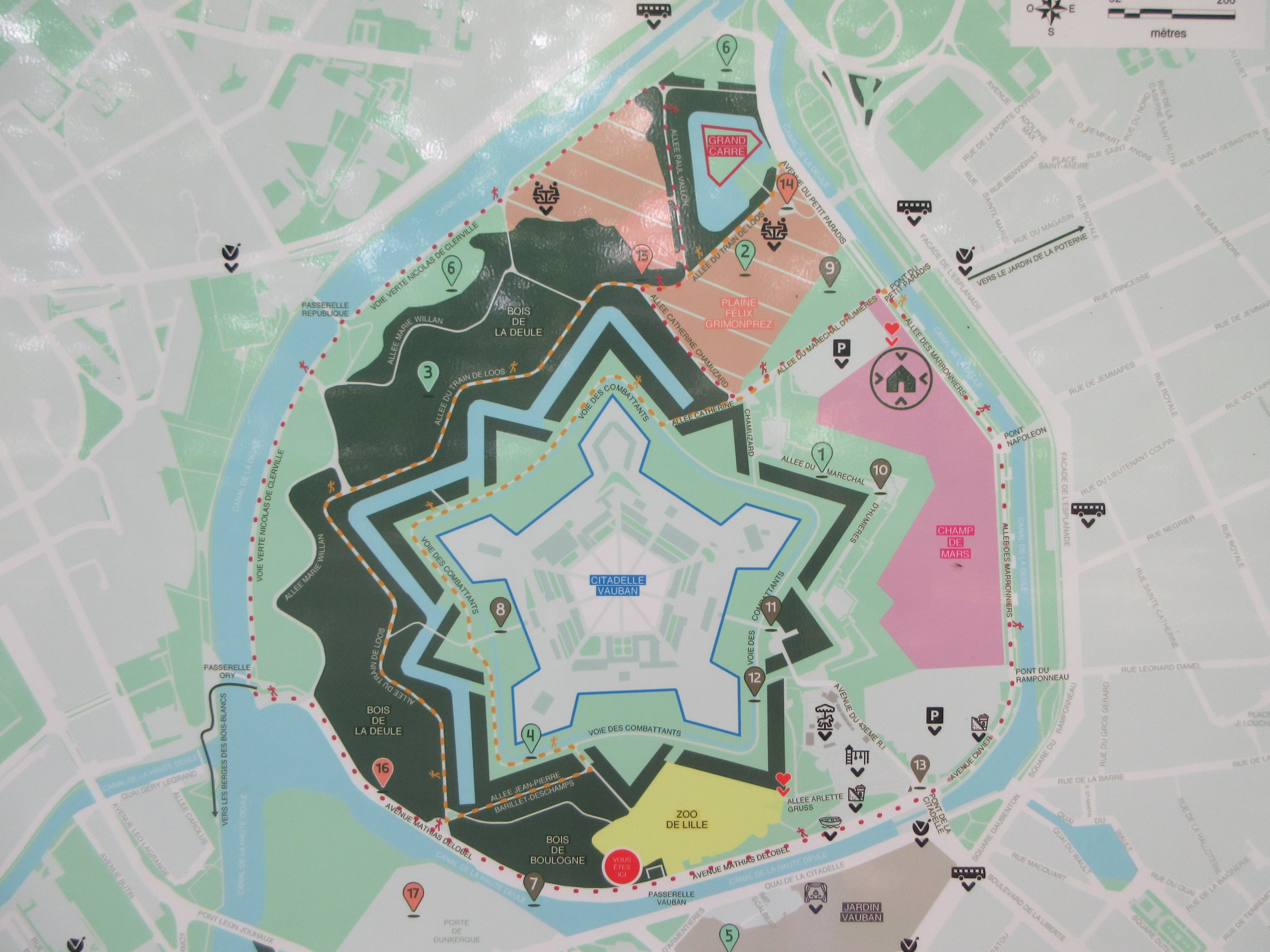 City of Lille - Citadel Map (zoo is in yellow)