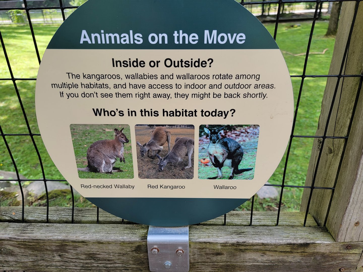 Cleveland Zoo - Australia, Animal rotation sign