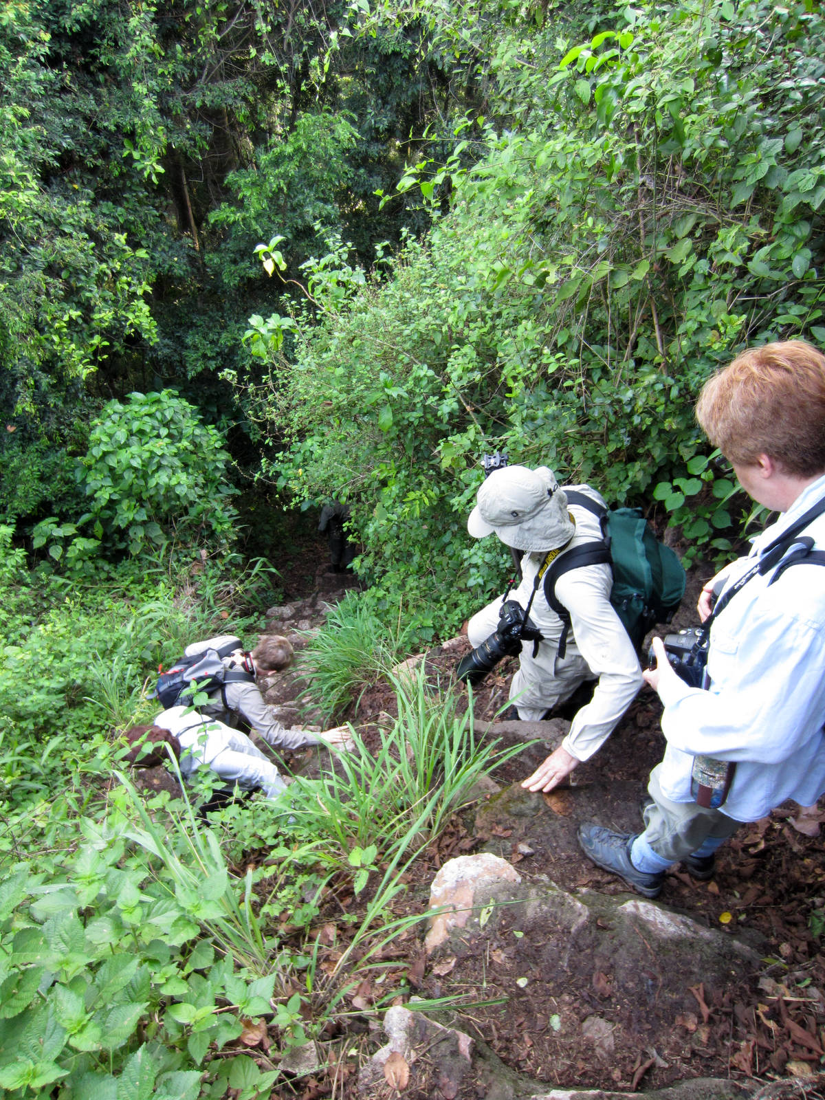 Climbing down into the gorge