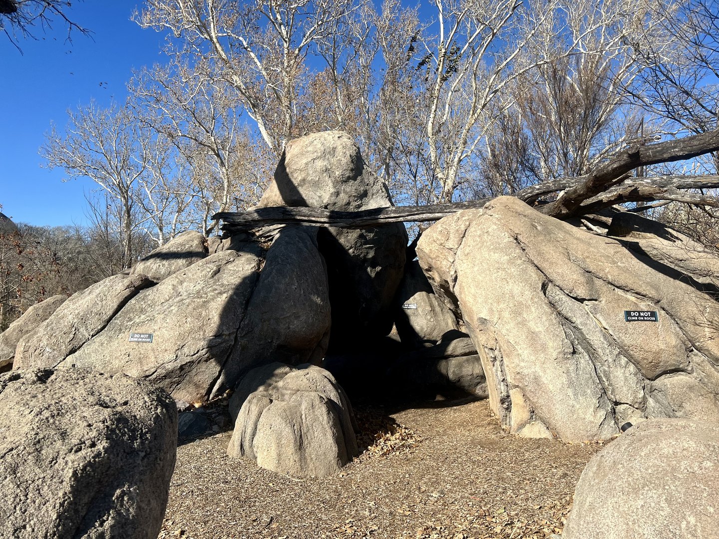 Climbing structure upon which climbing is forbidden