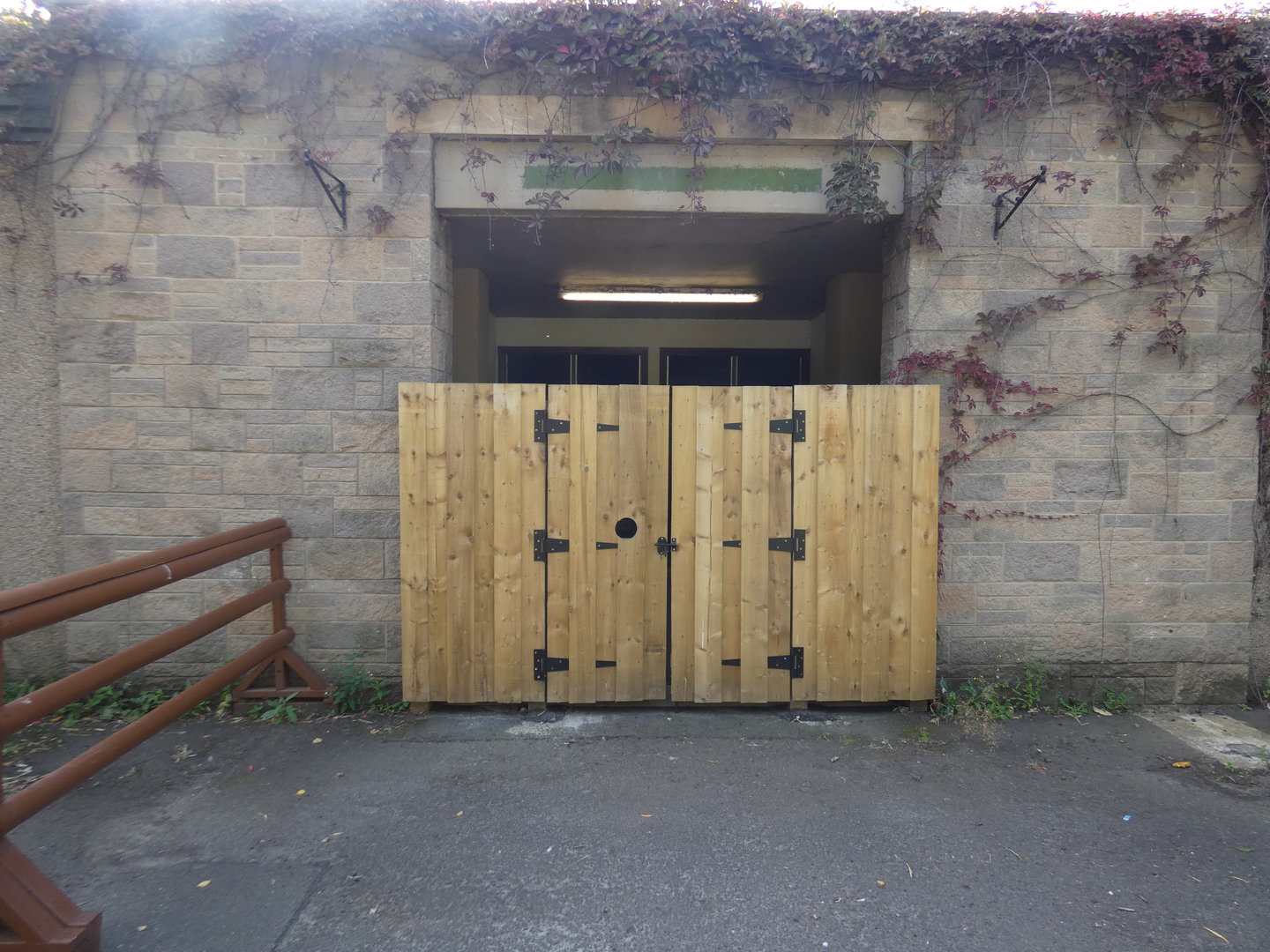 Closed-off entrance to monkey house