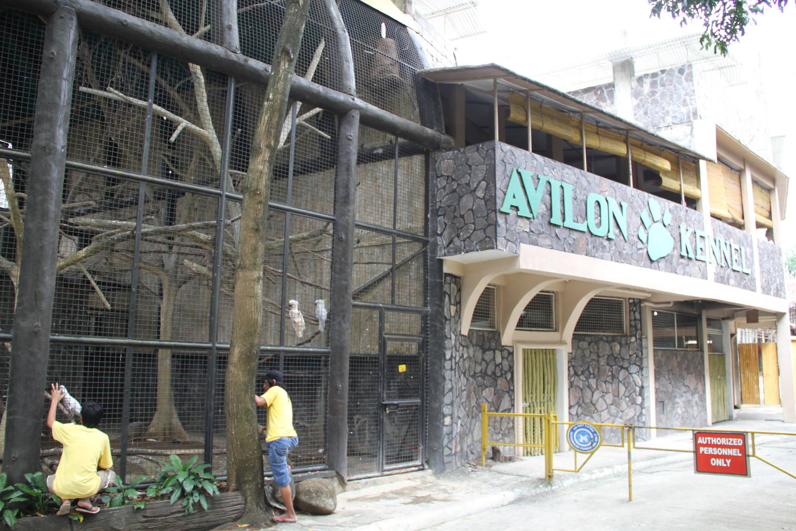 Cockatoos' Aviary and the 'Avilon Kennel' for dogs