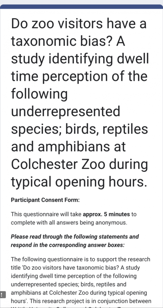 Colchester, at zoo survey, title page