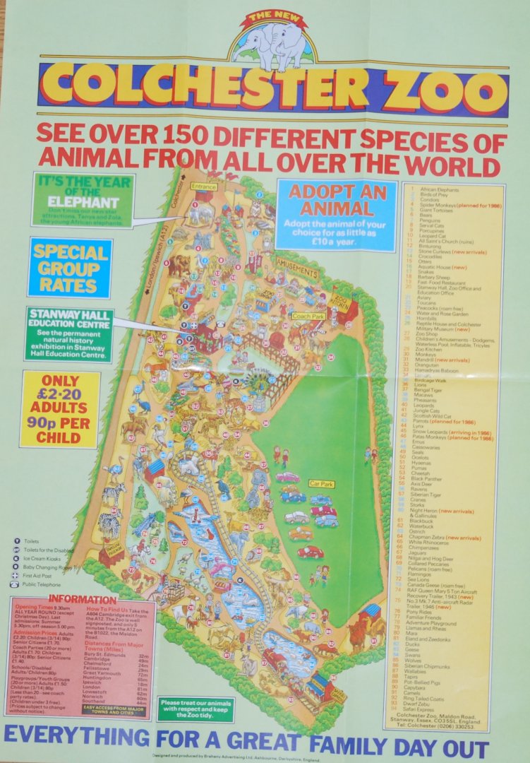 Colchester Zoo 1985 map