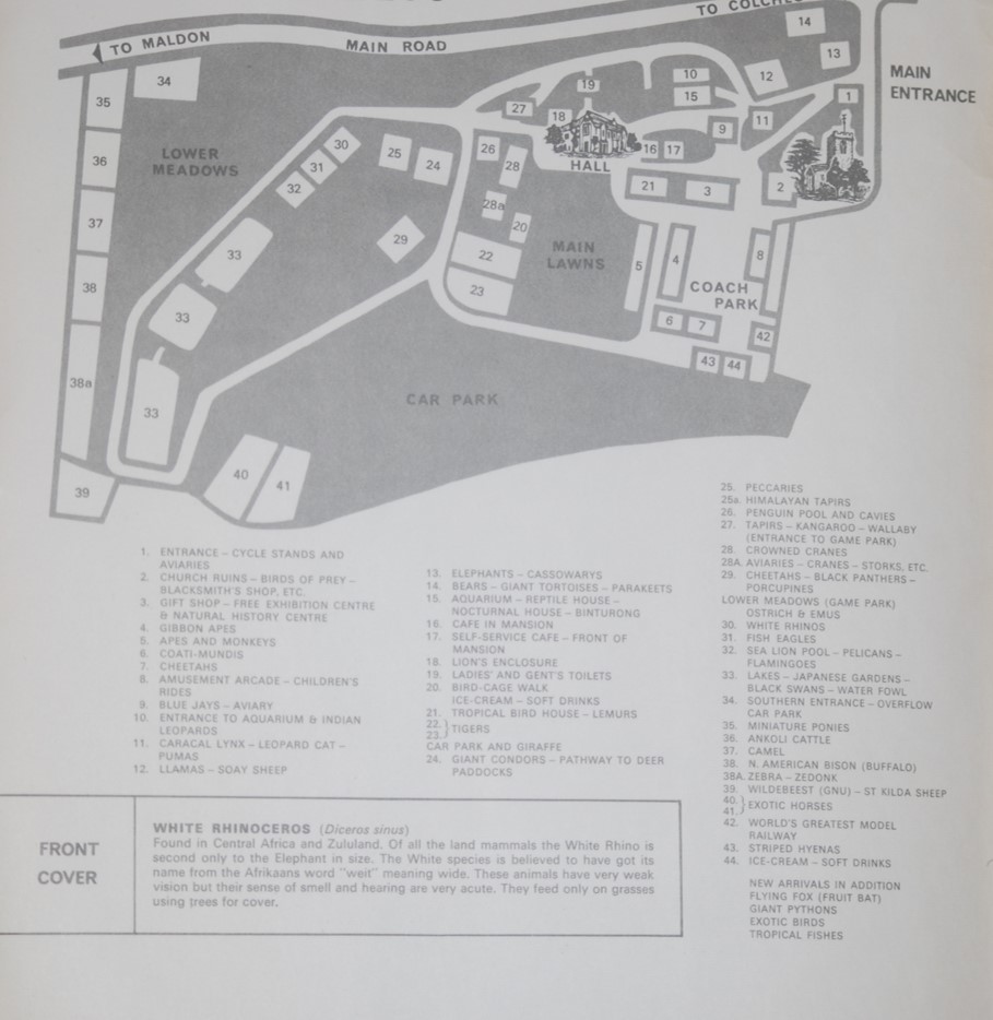 Colchester Zoo map from 1972