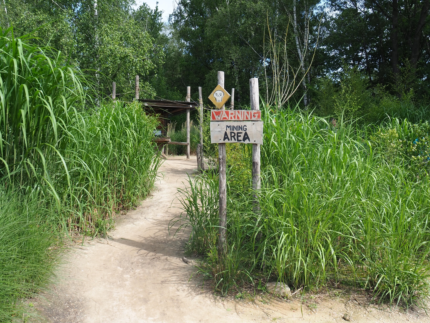 Coltan mine theming and education area near gorilla/mangabey island, 2022-06-12