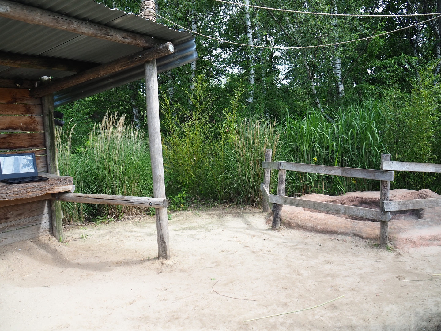 Coltan mine theming and education area near gorilla/mangabey island, 2022-06-12