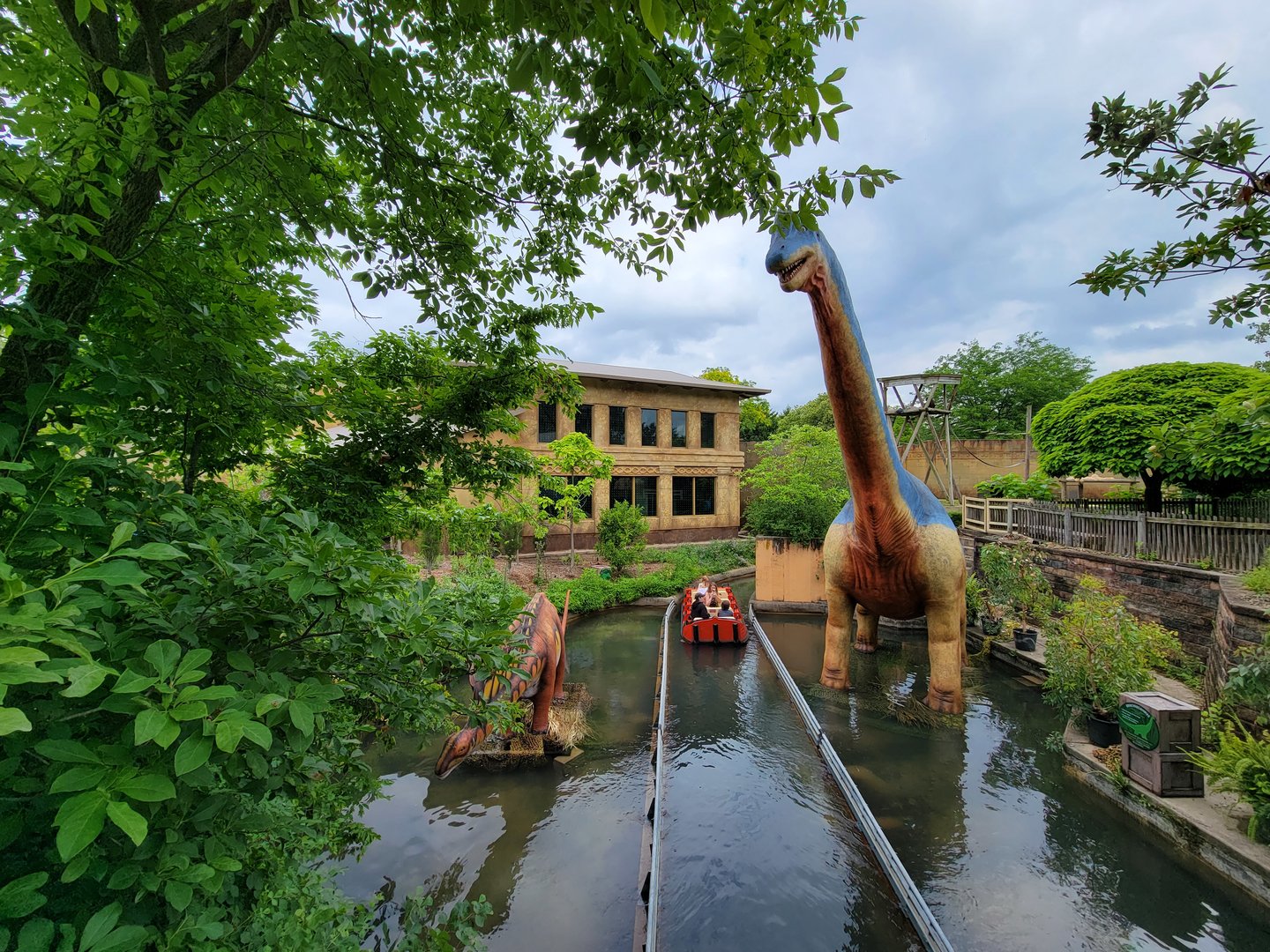 Columbus Zoo - Dinos and Orangutan building from bridge