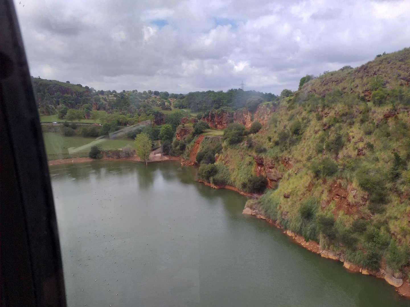 Common hippopotamus lake from cable car-Cabarceno (2019)