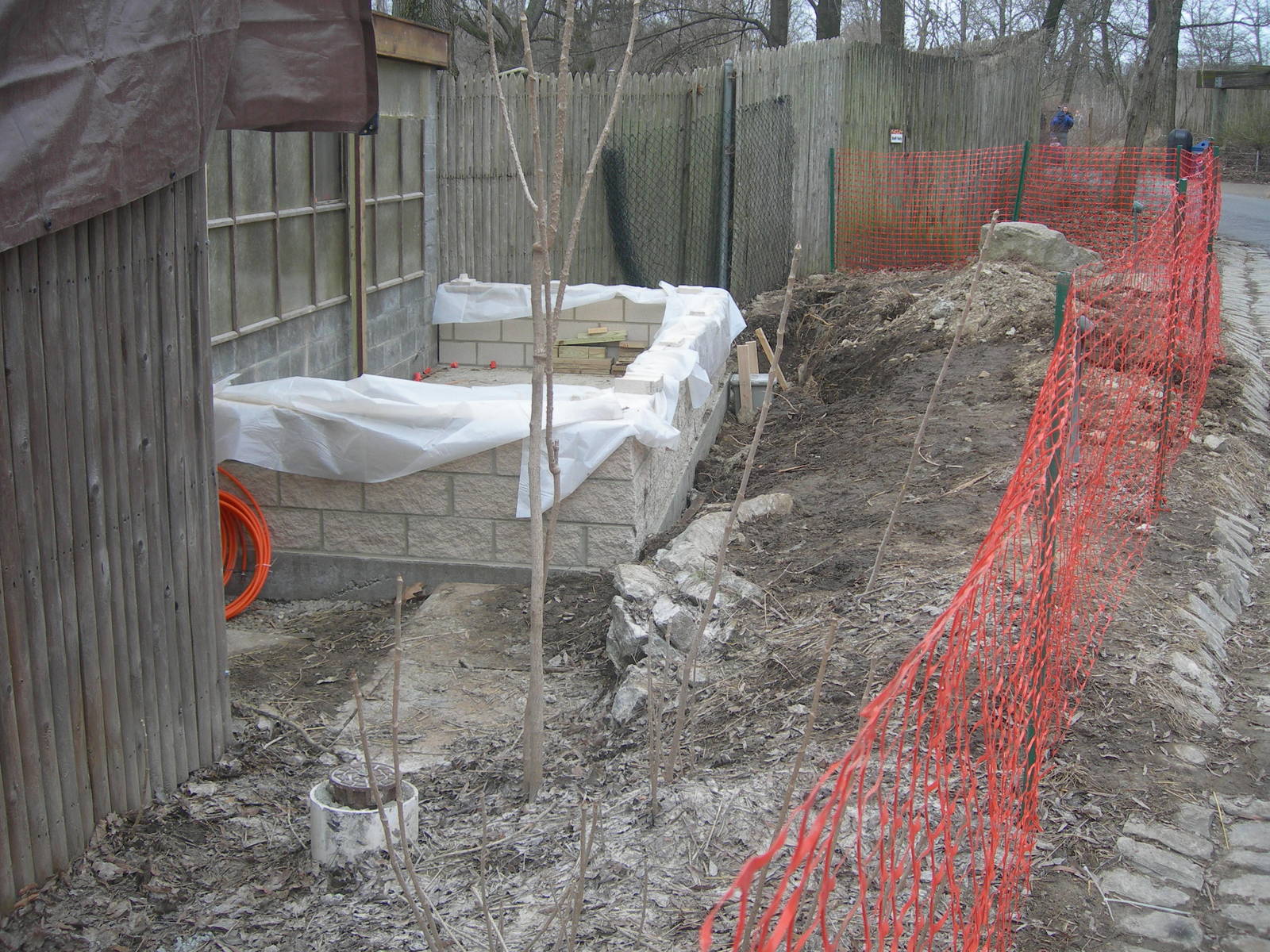 construction by flamingo exhibit