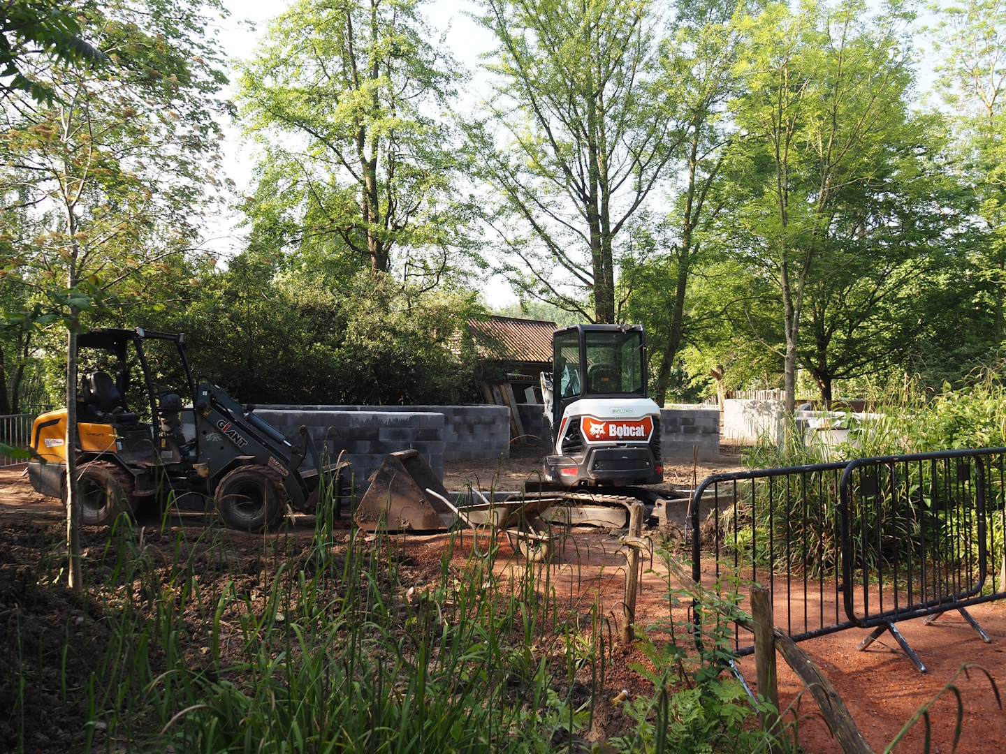 Construction for expansion of Tasmanian devil exhibit towards/with former wombat - echidna space, 2024-05-10