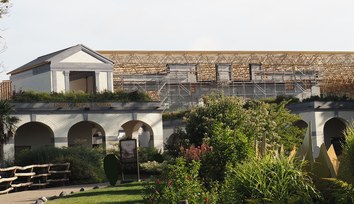 Construction of water park Laguna, between The Sanctuary and the entrance gallery, 2025-09-01