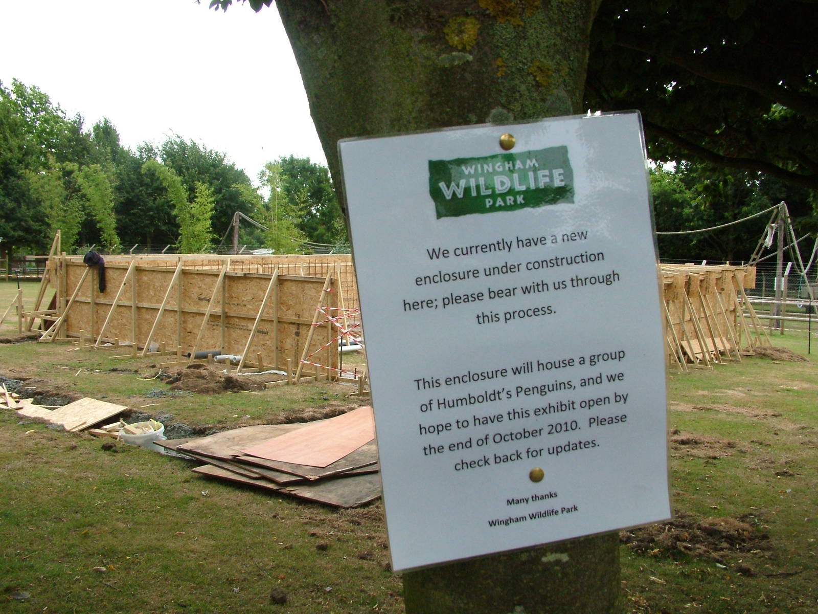 Construction sign at Wingham WP, 31/07/10