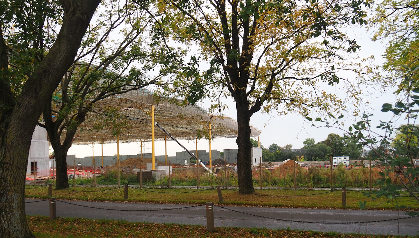 Construction site for "The Sanctuary", 5 hectare South American tropical hall, 2023-10-13
