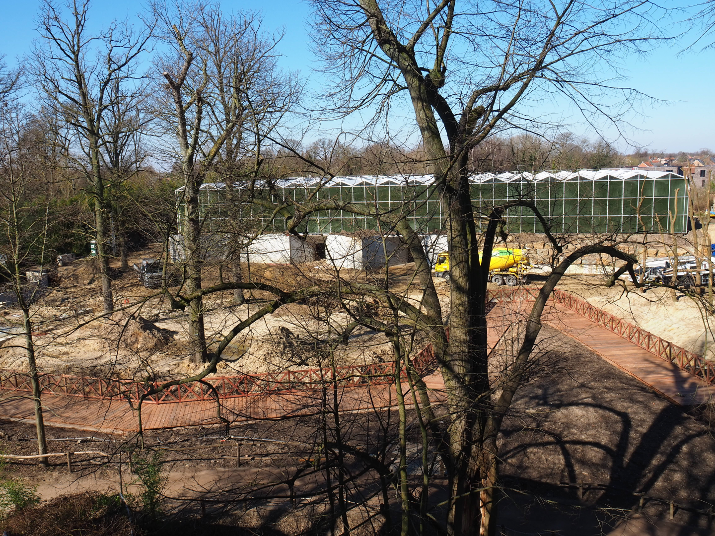 Construction site of since-finished orangutan project seen from the tree-top walk, 2022-03-08
