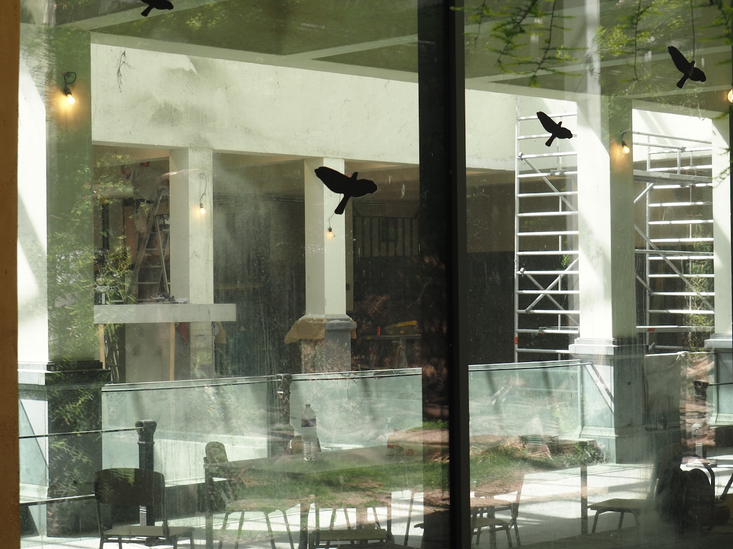 Construction work inside hippo house to transform the former hippopotamus exhibit into exhibits for pygmy hippopotamuses, 2025-05-14