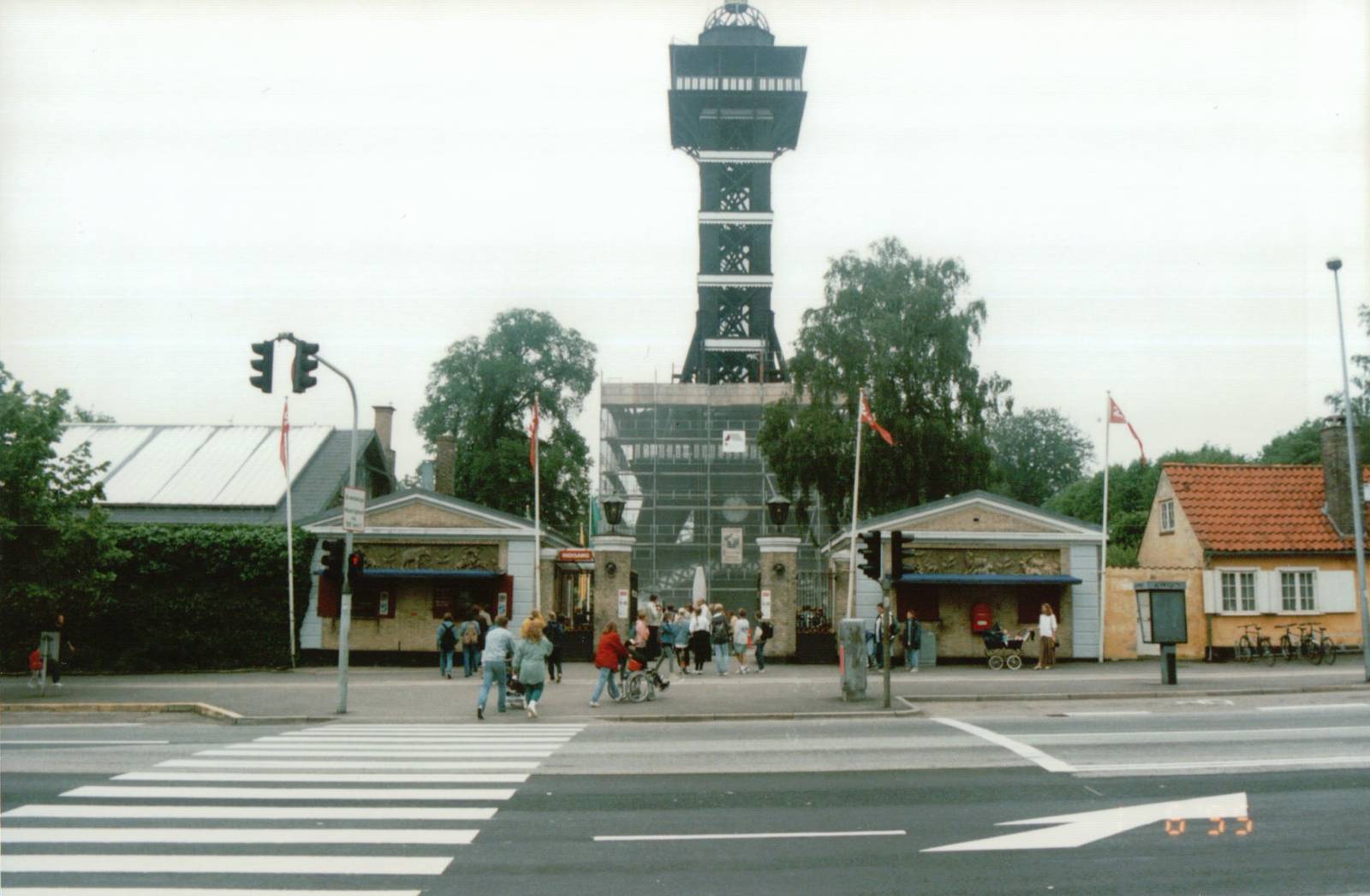 Copenhagen Zoo 1995 - The old main entrance and the historic zoo tower