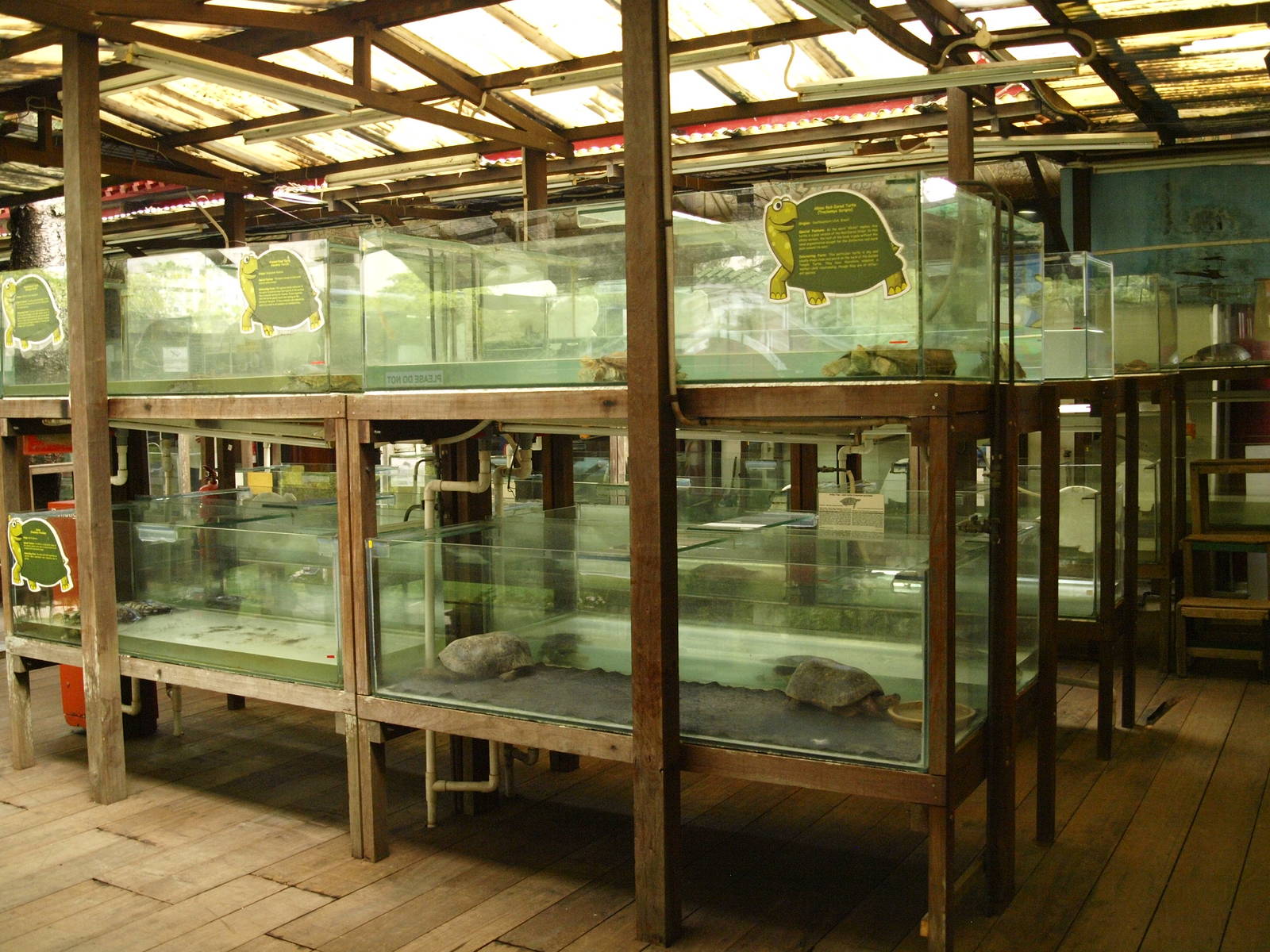 Covered area with rows of tanks