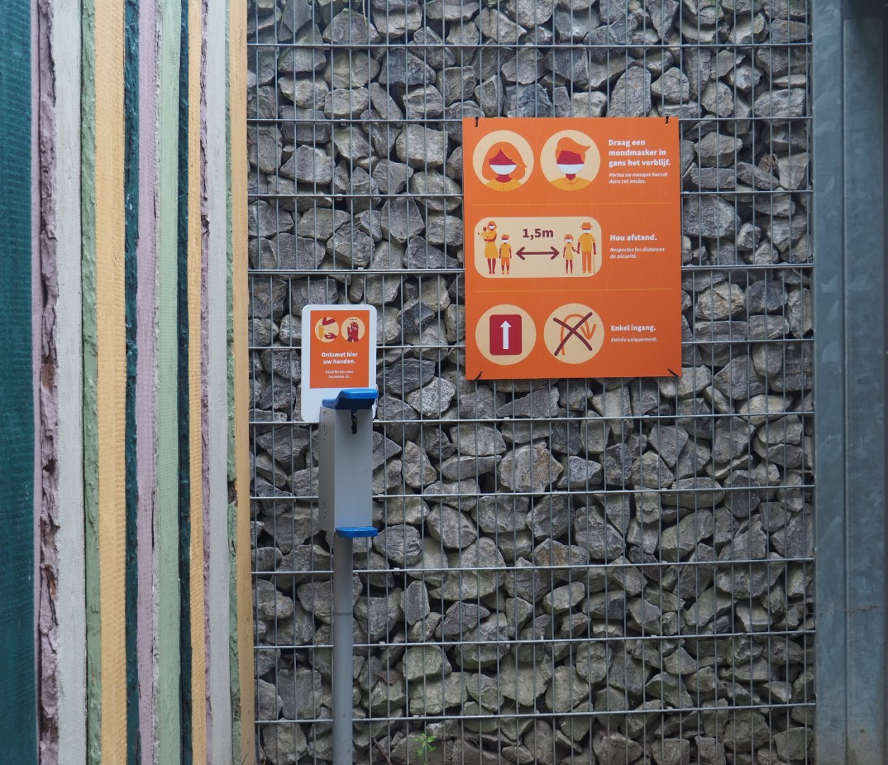 Covid-19 signage and Hand sanitizer station, 2020-07-14