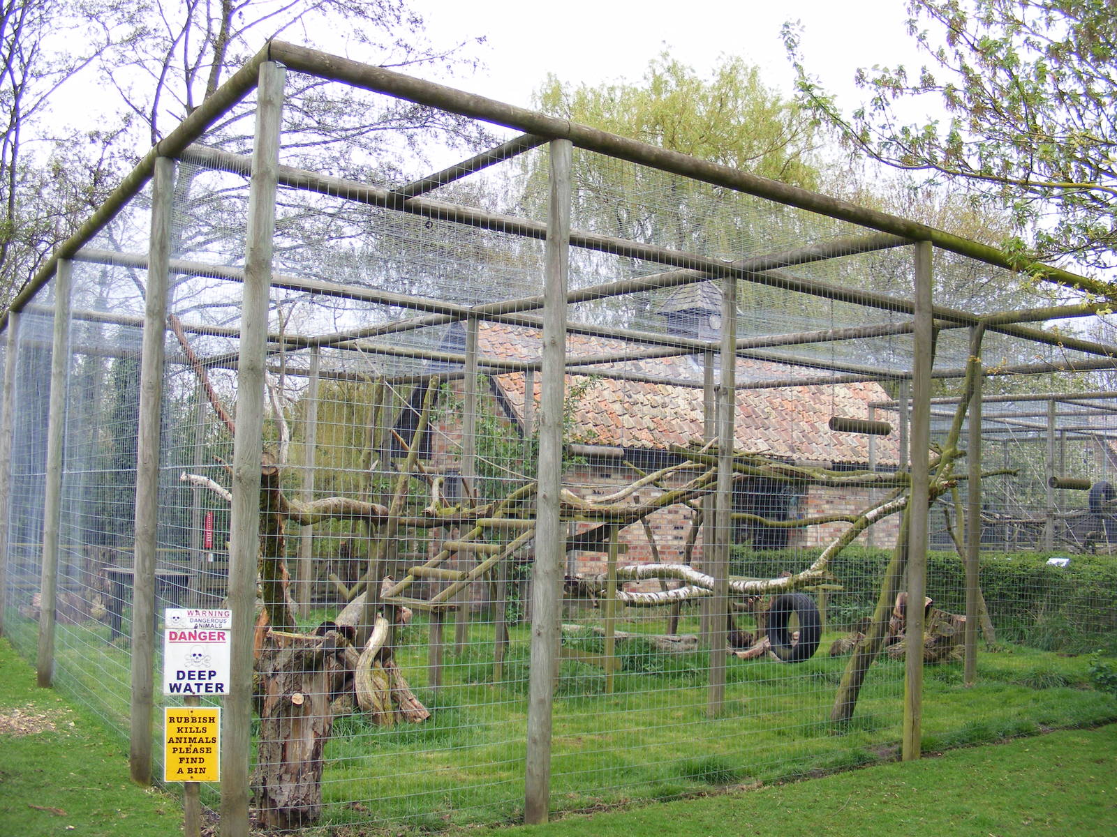 Crab eating macaque enclosure - Shepreth Wildlife Park - 17 April 2009