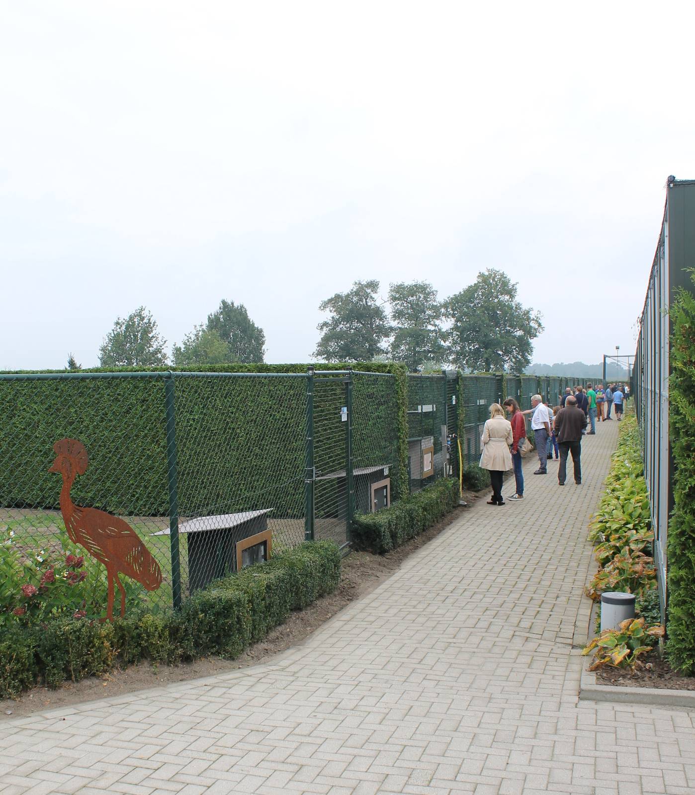 Crane enclosures - left and outdoor aviaries - right
