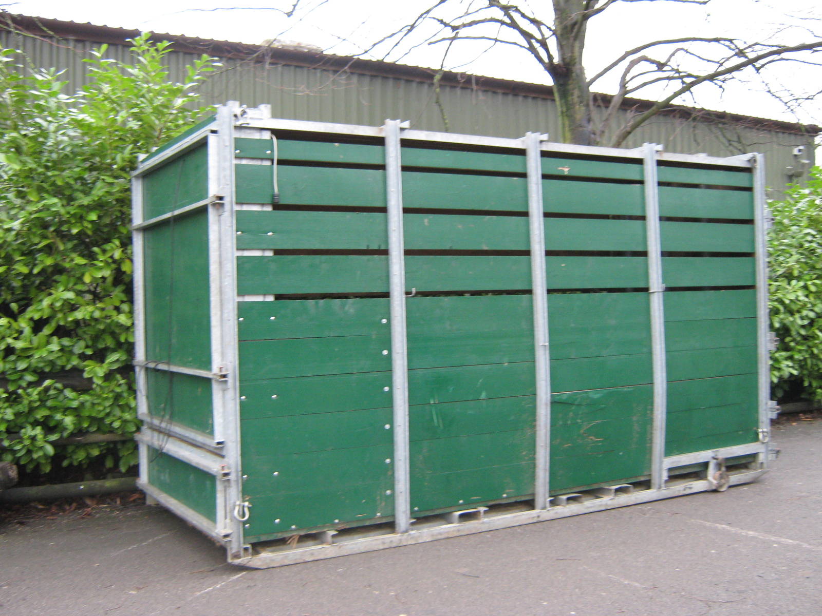 Crate outside Indian Rhino house.