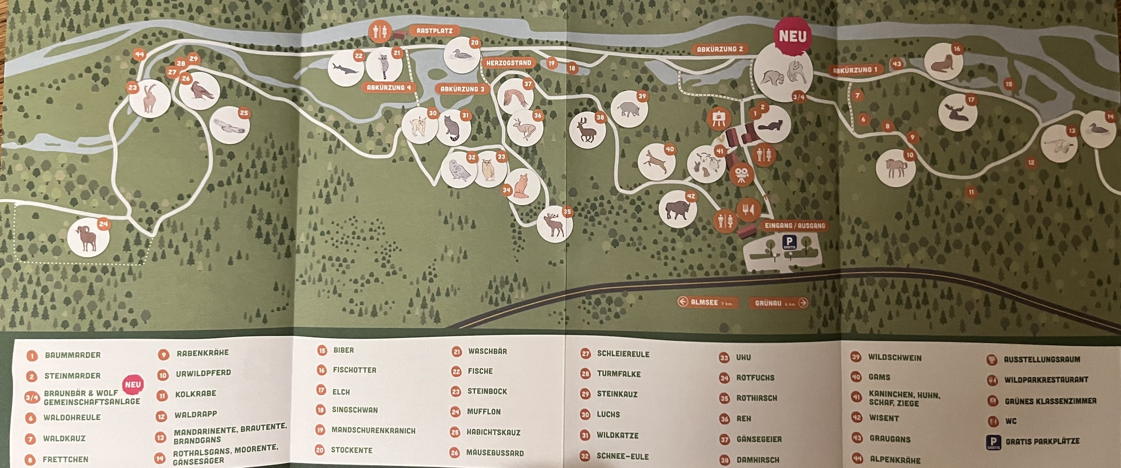 Cumberland Wildlife Park Map - 2018