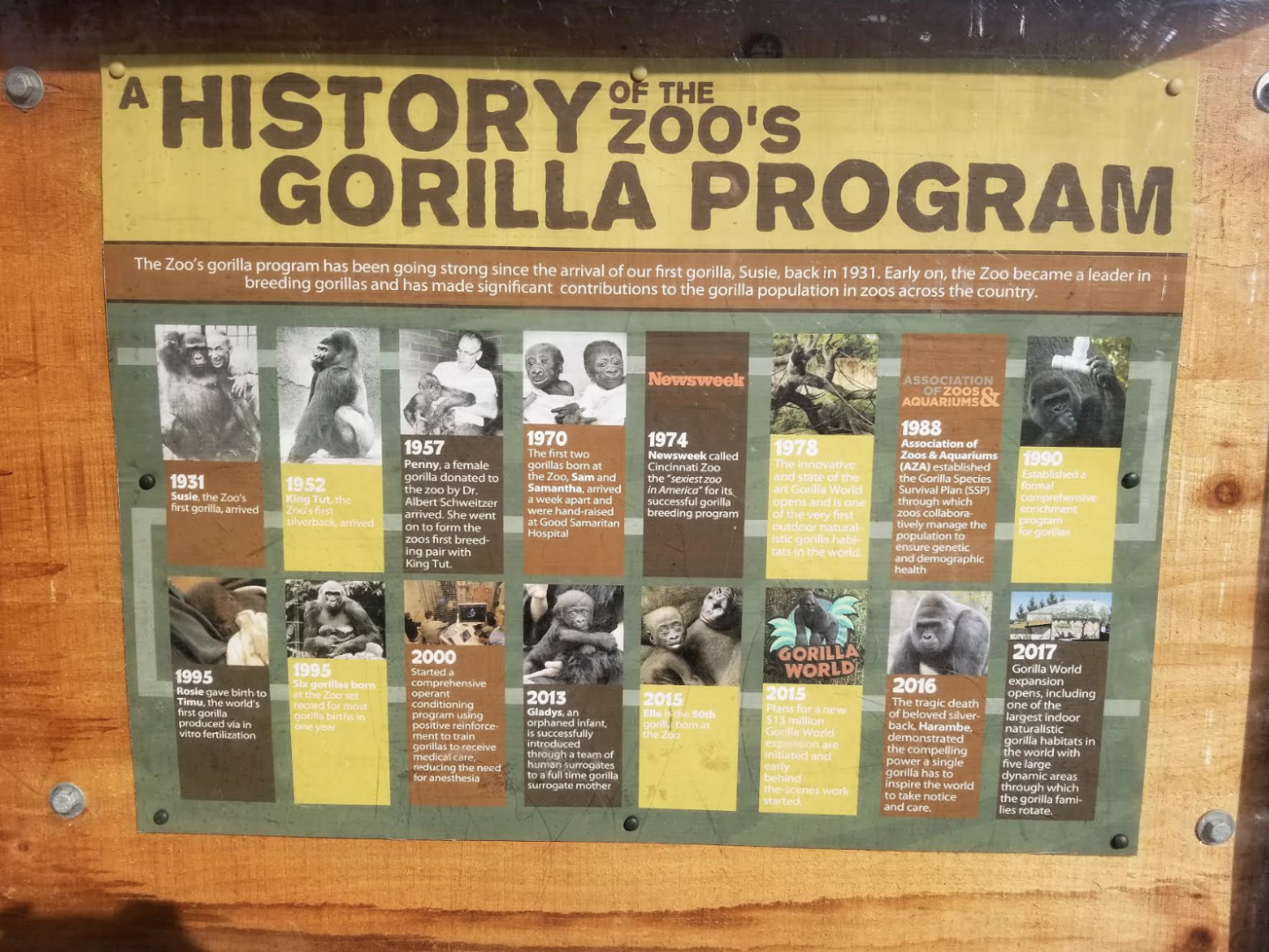 Dec. 2017 - Gorilla World - New Signage - History of the Zoo's Gorillas