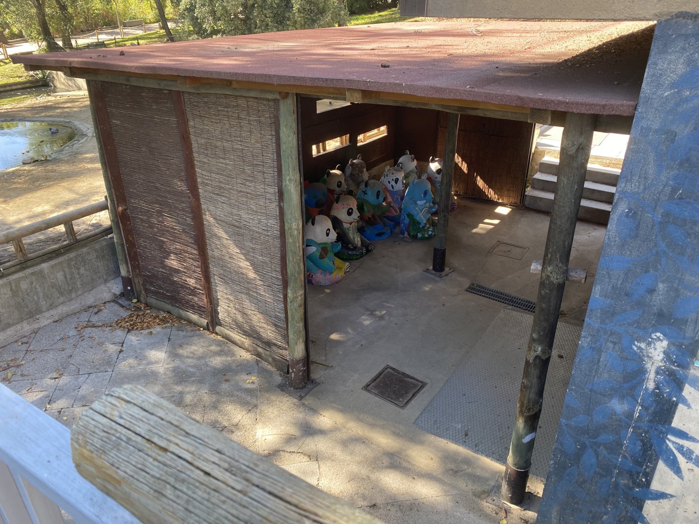 Decorated panda statues